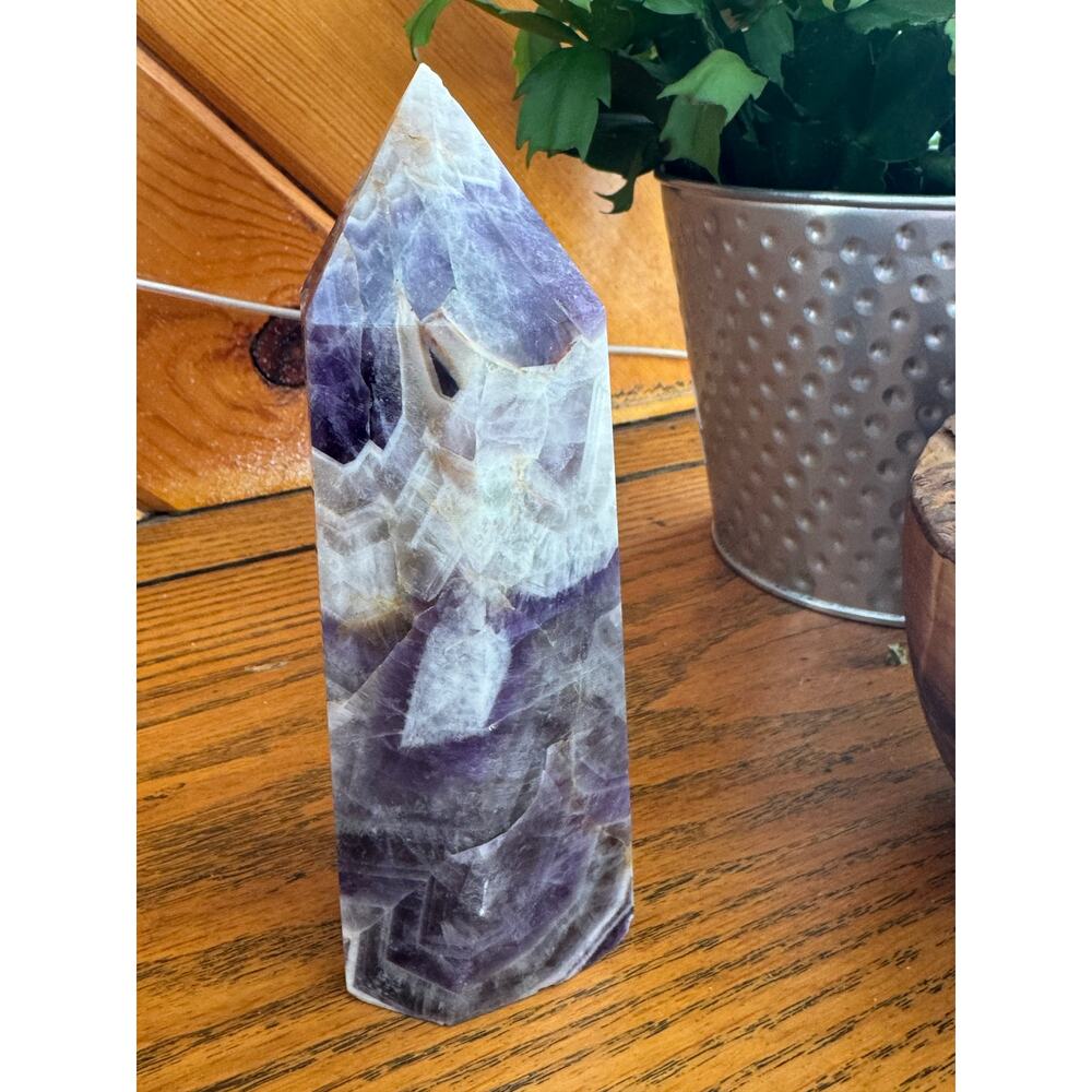 Chevron Amethyst Crystal Tower Polished Point 6–7 Inch - Picture 5 of 12